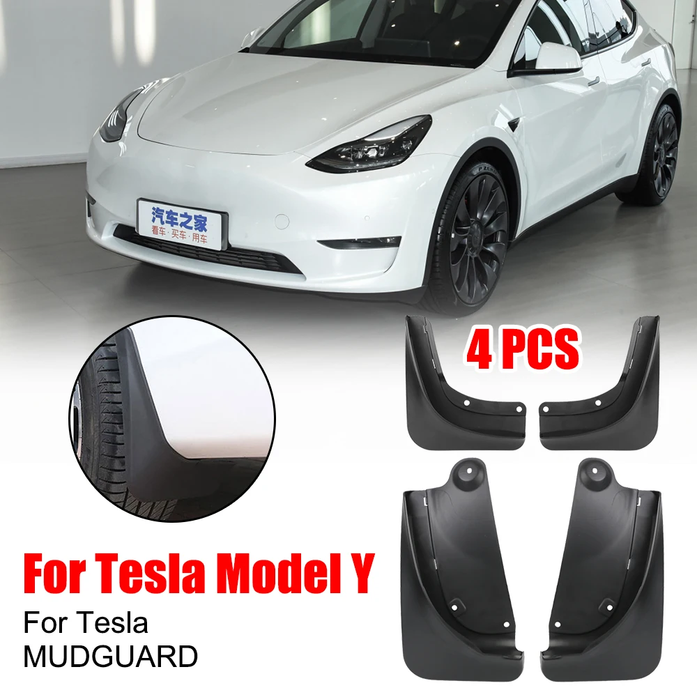 

Fender 4Pcs/Set For Tesla Model Y Rear Fender Protector Car Mudflaps Large Mudguard Splash Guards Modified Tesla Mudguards