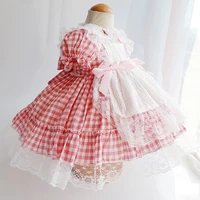 boutique baby girls summer princess dress toddler cotton lace plaid lolita childrens chothes for party vestidos