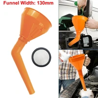 car auto universal water oil funnel petrol diesel with spout filter flexible tool orange accessories