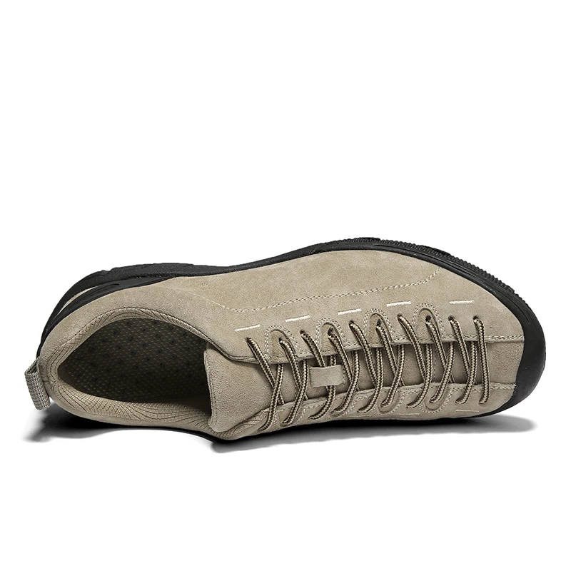 JIEMIAO Mens Hiking Shoes Outdoor Hunting Trekking Sneakers High Quality Suede Leather Men Tourism Travel Shoes Plus Size 38-47