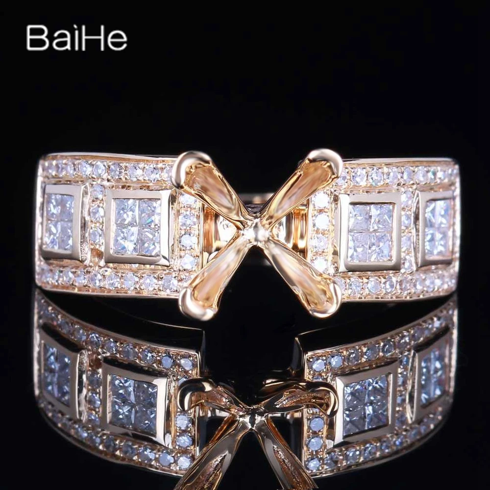 

BAIHE однотонное 14K желтое золото без главного камня принцесса свадебные женские милые/романтичные изящные ювелирные изделия элегантное уник...