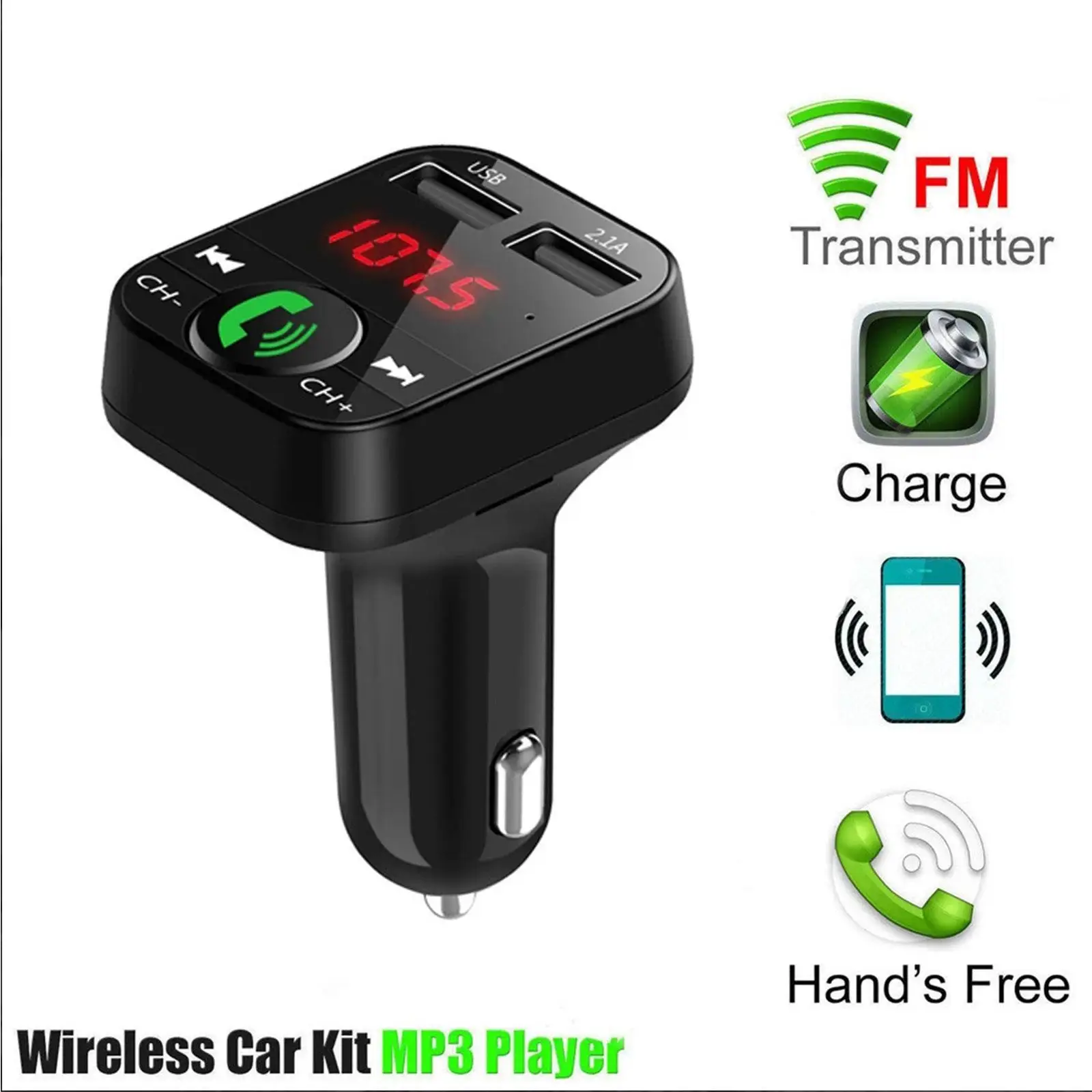 

Автомобильный MP3-плеер с Bluetooth, устройство для установки FM-карты, USB, Bluetooth, автомобильная зарядка, MP3