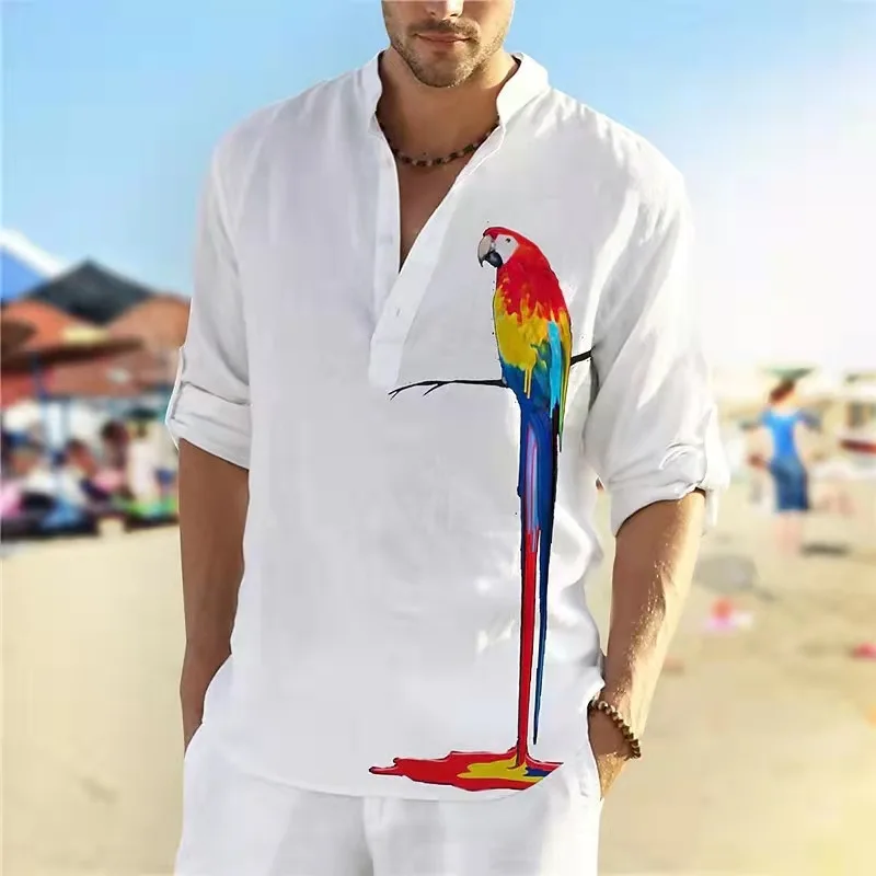 

2022 Summer Men's clothing printed casual long sleeve inch shirt