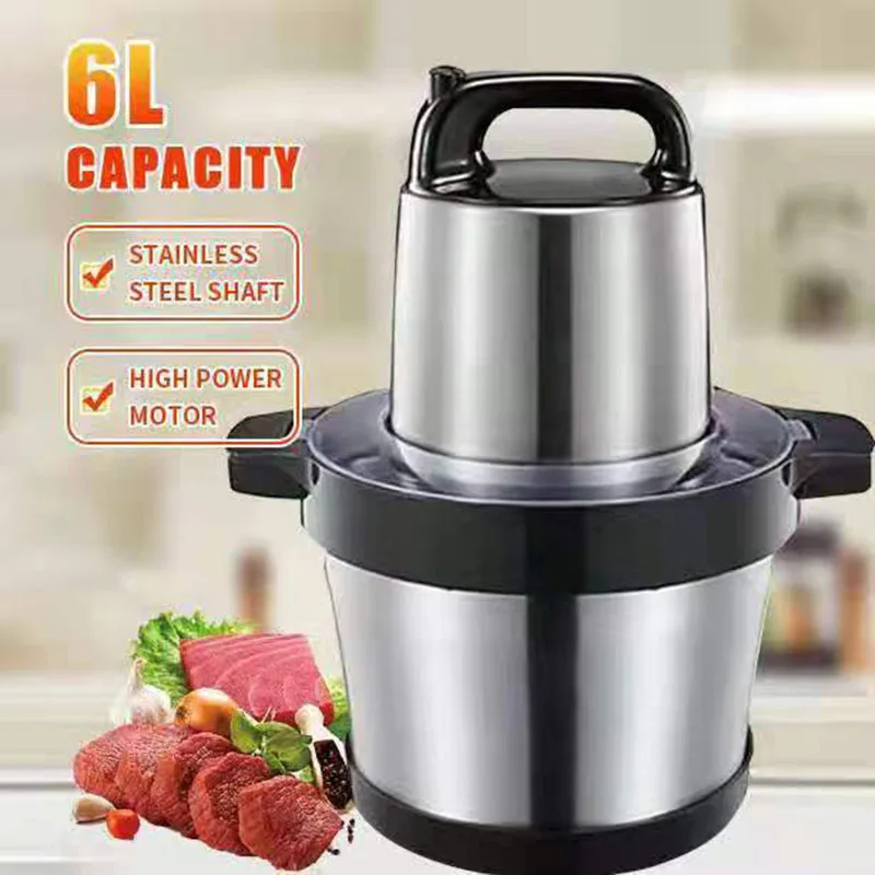 

6L Multifunction Meat Grinder Machine Chopper Mincer Stainless Steel Garlic Vegetable Blender Mixer Food Processor