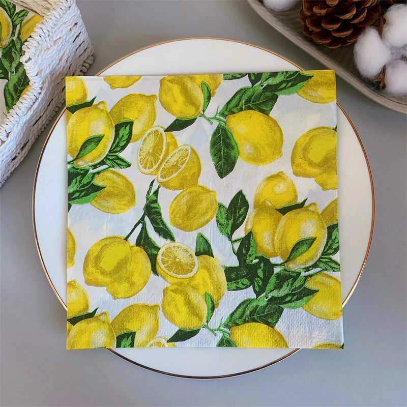 

20Pcs/Pack Lemon Table Decoupage Paper Napkins Summer Fruits Napkin Paper Tissue for Xmas Wedding Party Decor Supplies 5