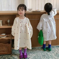 spring autumn baby girls cute floral embroidery dresses little princess cotton loose long sleeve dress