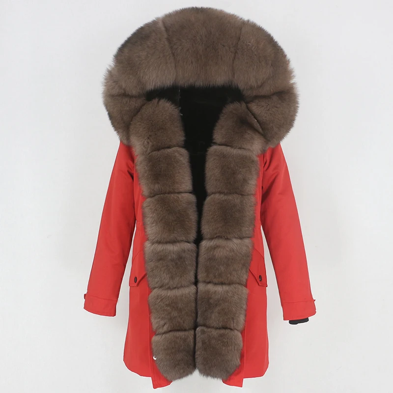 

Aoottii Long Waterproof Parka Real Fur Coat Winter Jacket Women Natural Big Fox Fur Collar Hood Thick Warm Outerwear Detachable