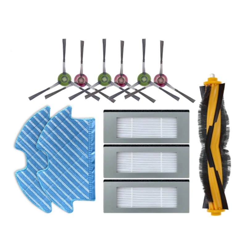 

A06I 12Pcs For Ecovacs Deebot Ozmo 900 DN5G Vacuum Cleaner Main Side Brush Filter Mop Cloth Replacement Accessories Parts