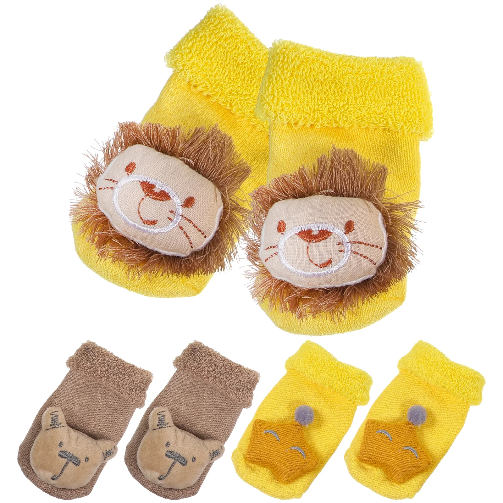 

3 Pairs Baby Floor Socks Non Skid Animal Cotton Non-slip Kids Cartoon Toddler Anti-skid Combed Newborn Accessories