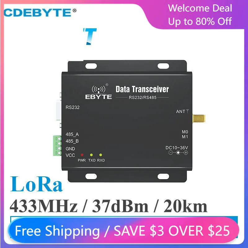 

LoRa SX1278 433MHz Long Range 5W Transceiver Receiver 37dBm 20km CDSENET E32-DTU-433L37 RS232 RS485 433MHz Wifi Serial Port