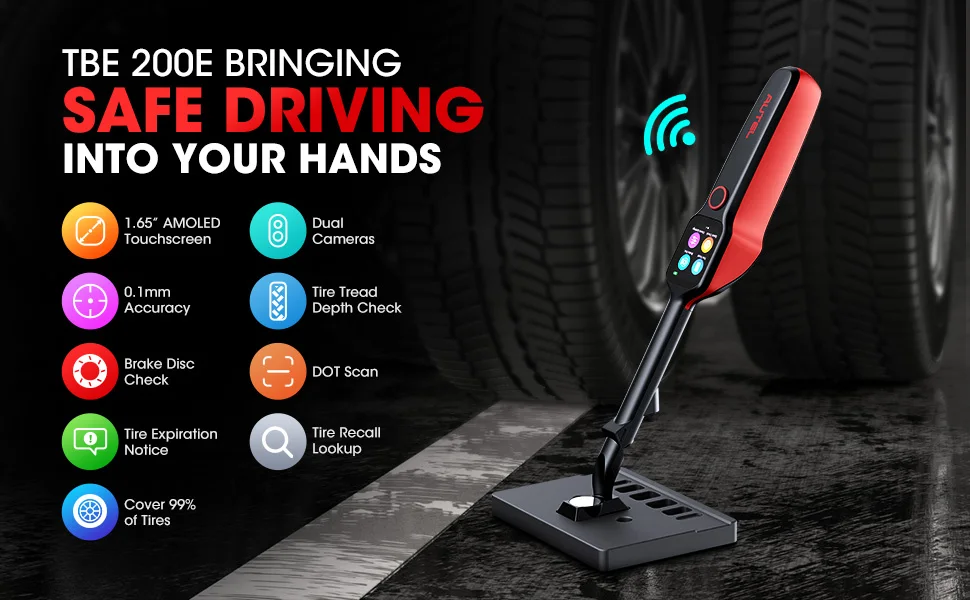 Autel MaxiTPMS TBE200E 2 в 1 лазерный измеритель износа шин глубины протектора тормозной