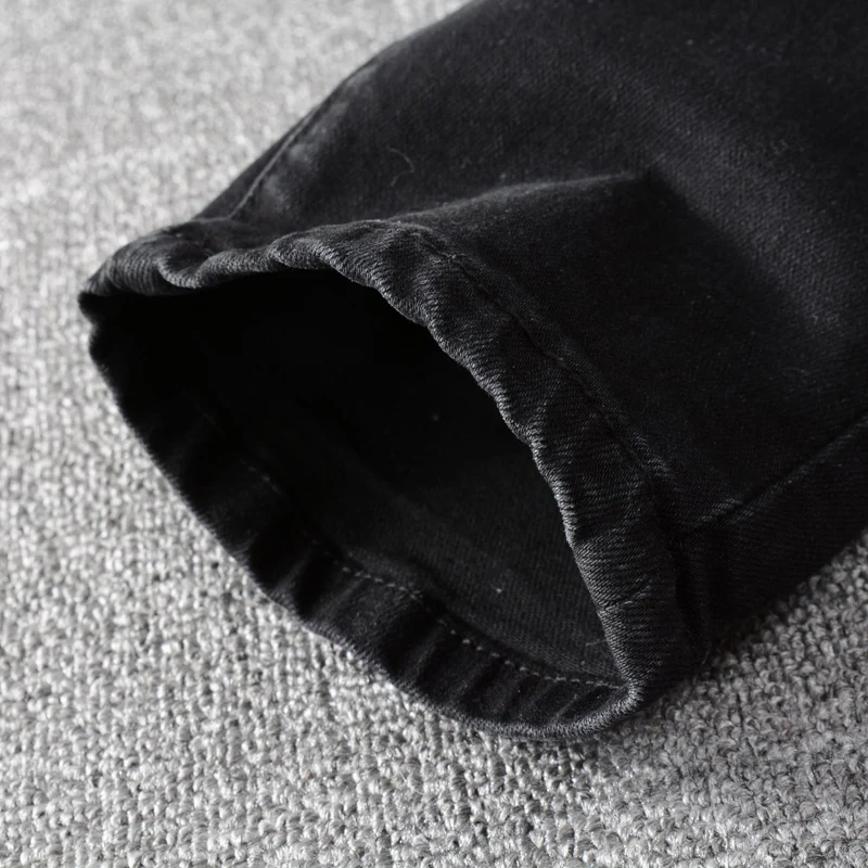 Street Style Fashion Men Jeans Black Stretch Slim Fit Ripped Jeans Men Hole Trousers Patch Designer Brand Hip Hop Pants Hombre