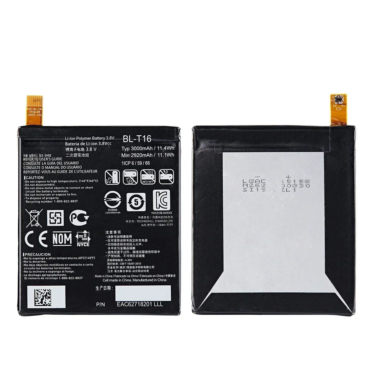 Оригинальный аккумулятор BL-T16 3000 мАч для LG G Flex 2 Vu 4 Vu4 H950 H955 H959 US995 LS996 H955A BL T16