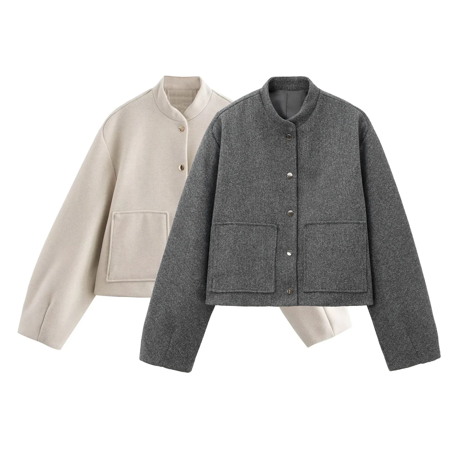 Женская винтажная однотонная короткая куртка-бомбер осенняя мода однобортное