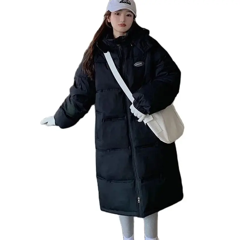 Новинка черная парка Длинные осенне-зимние куртки свободные женские пальто с