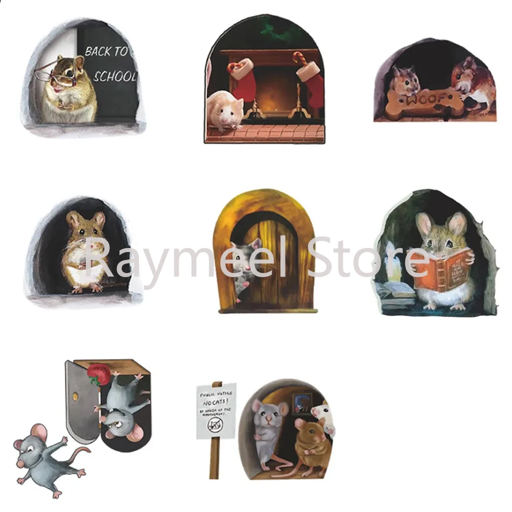 

Raymeel 3D Cute Little Mouse Wall Sticker for Kids Living Room Home Decoration Mural Bedroom Removable Cartoon Funny Rats Decals