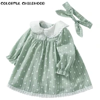 colorful childhood kids clothes spring summer girls long sleeve floral princess cotton dress toddler children dresses 22103