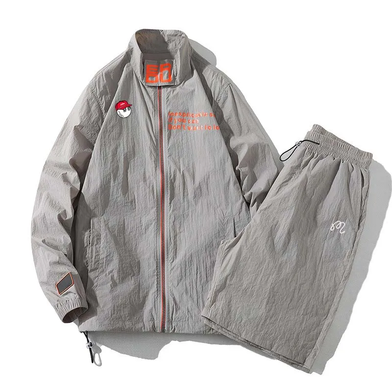 

Men Set Jacket Pants Coat Summer Spring Malbon Golf Sunscreen Breathable Wear Skin Men's UV Hooded Thin Running Camping Jogging