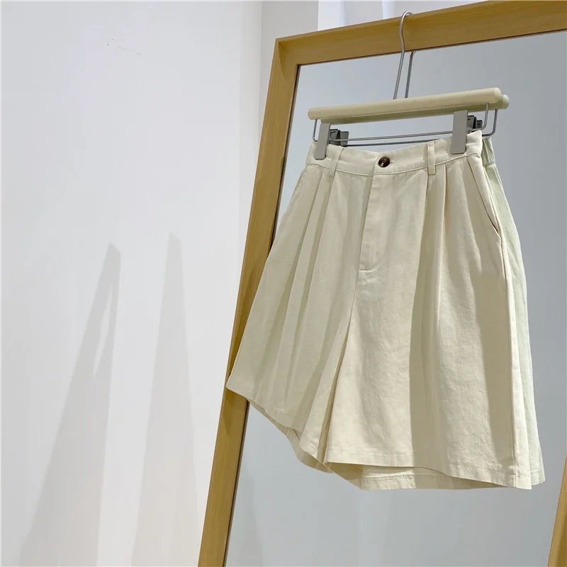 

2022 Women Summer Cotton Mini Shorts Stretch High Waist Shorts Female Trousers Outwear