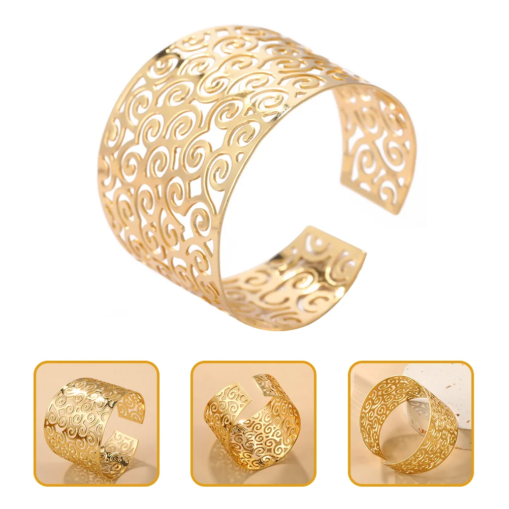 

Bracelet Banglejewelry Open Cuff Wristwide Hollow Bracelets Golden Wedding Flower Chunky Fashion Gold Chain Wristband Weding