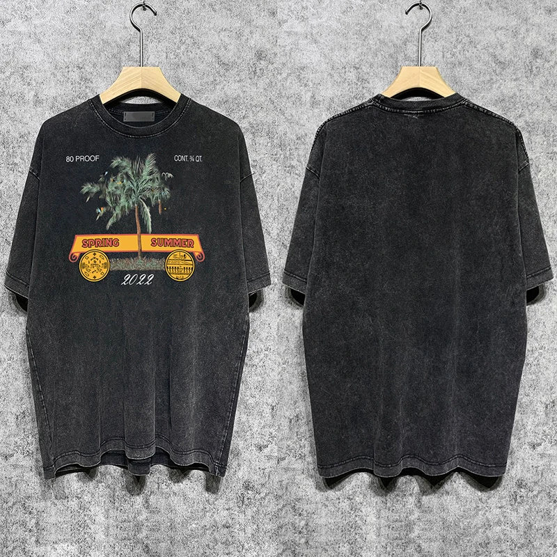 

Women Short Sleeve Men Casual T-Shirt Washed Tees Hip Hop Black Streetwear Dersinger Pure Cotton Printed T Shirt Summer Top