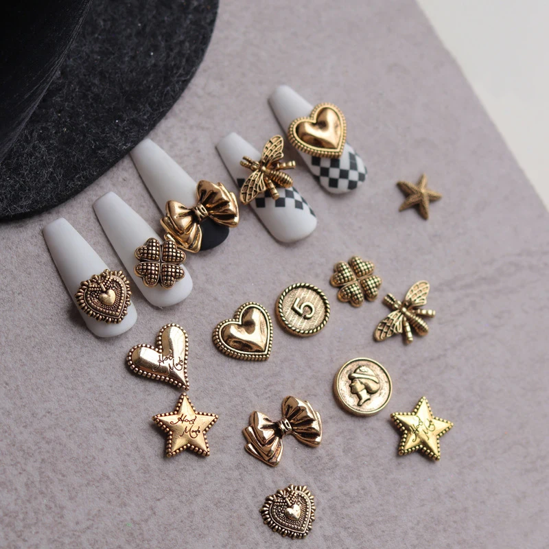 

Retro Alloy Nail Art Decoration Butterfly Loving Honeybee Style Irregular 3D Three-dimensional Jewelry for Creative Design