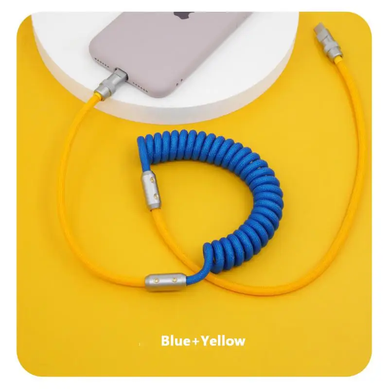 

New Protable Fast Charging Type C Cable Contrast Braided Charging Cable Spiral Cable Fast Charging Phone Accessories Data Cable
