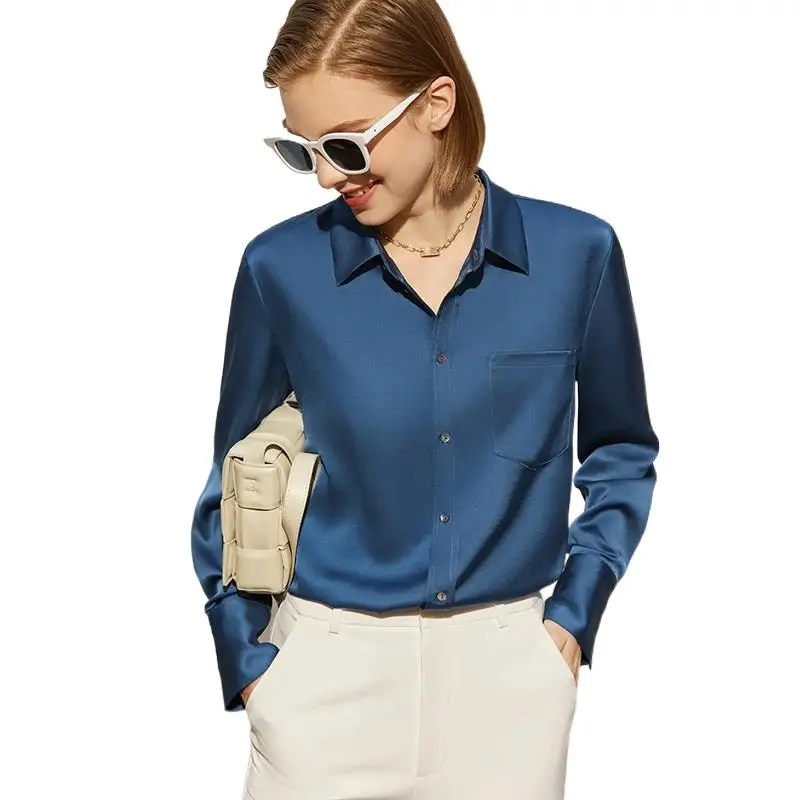 

Minimalism Women Button Solid V Neck Long Sleeved Tops Fashion Elegant Blouse For Women Office Ladies Summer Loose Casual Shirt