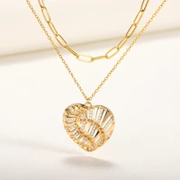 new trendy multilayer chain necklace shiny heart aesthetics pendant necklaces for women jewelry temperament clavicle chain