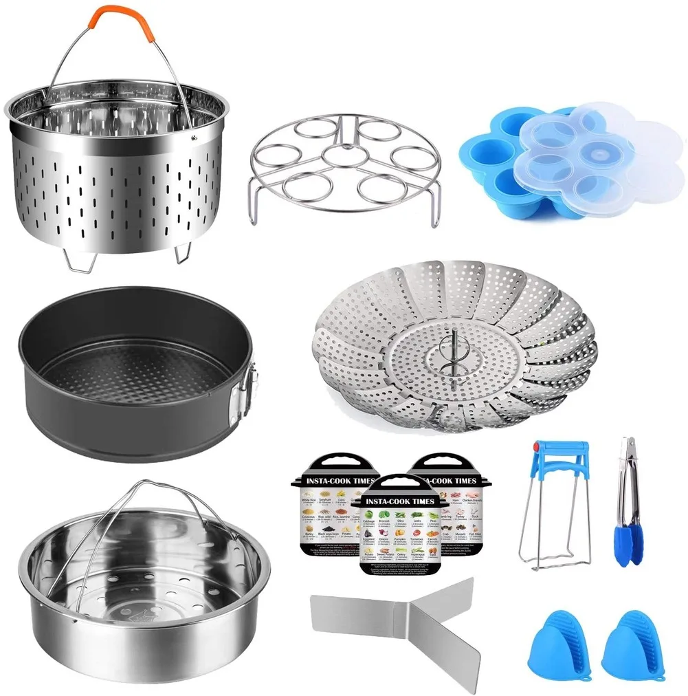 14pcs Instant Pot Accessories Set Fits 5,6,8Qt - 2 Steamer Baskets, Non-stick Springform Pan, Egg/Steamer Rack Kitchen Tool Sets