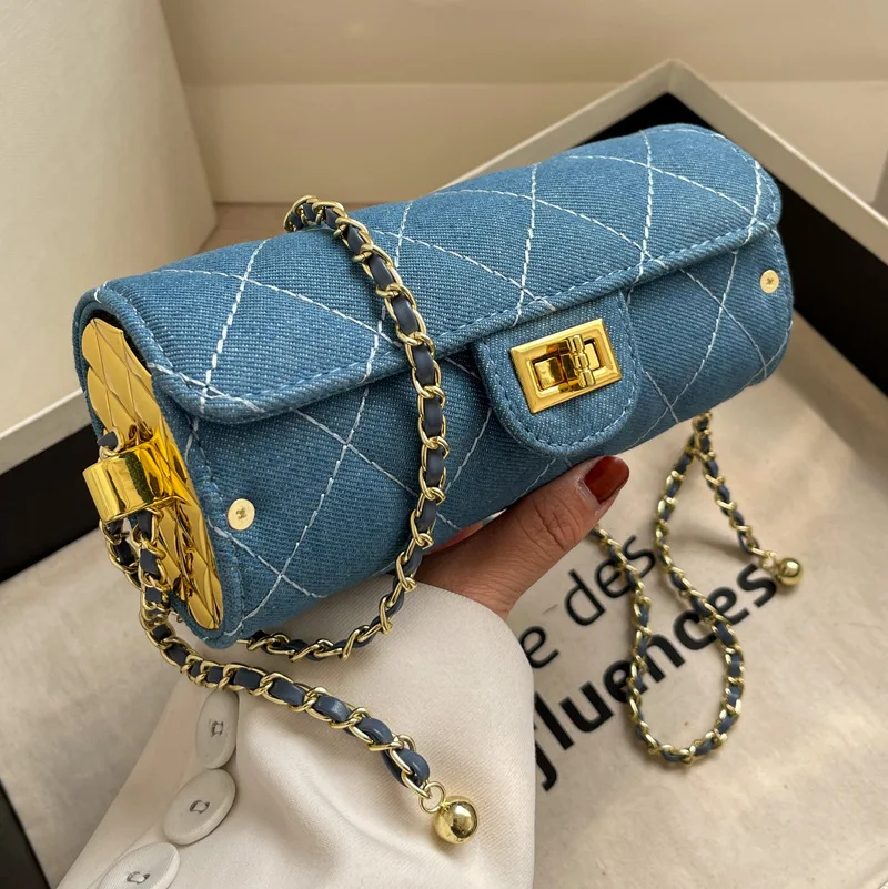 

Small Denim Shoulder Bag Hit Lingge Women's Designer Handbags Luxury Brands Chains Crossbody Bags for Women Mini Coins Purses