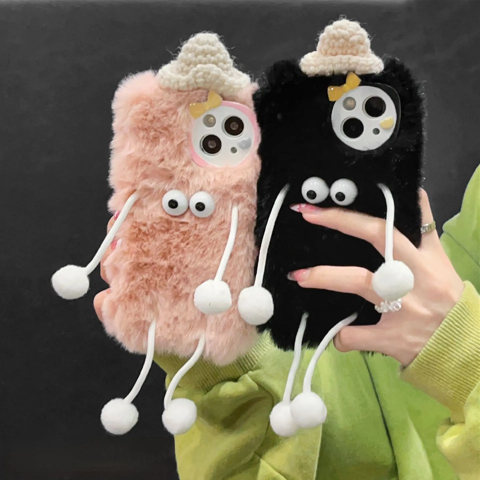 

New stereoscopic plush lovely briquettes for iphone13promax Apple 14 mobile phone case new 12 female 14 soft shell mobile phone