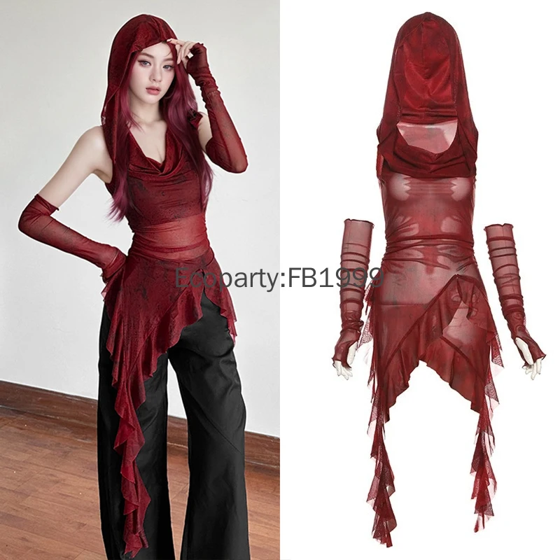 Женская прозрачная однотонная футболка с капюшоном и рюшами S/M/L цвет в