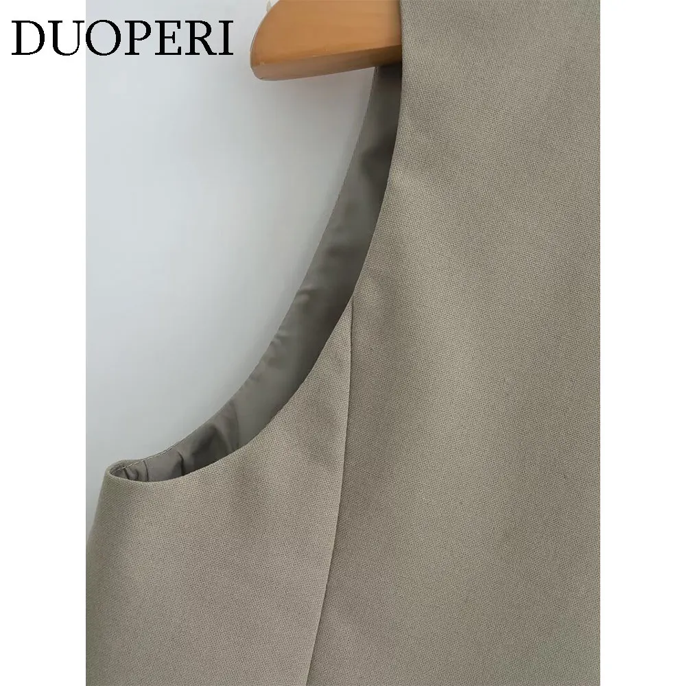 Модный винтажный женский жилет DUOPERI на шнуровке с V-образным вырезом и бисером