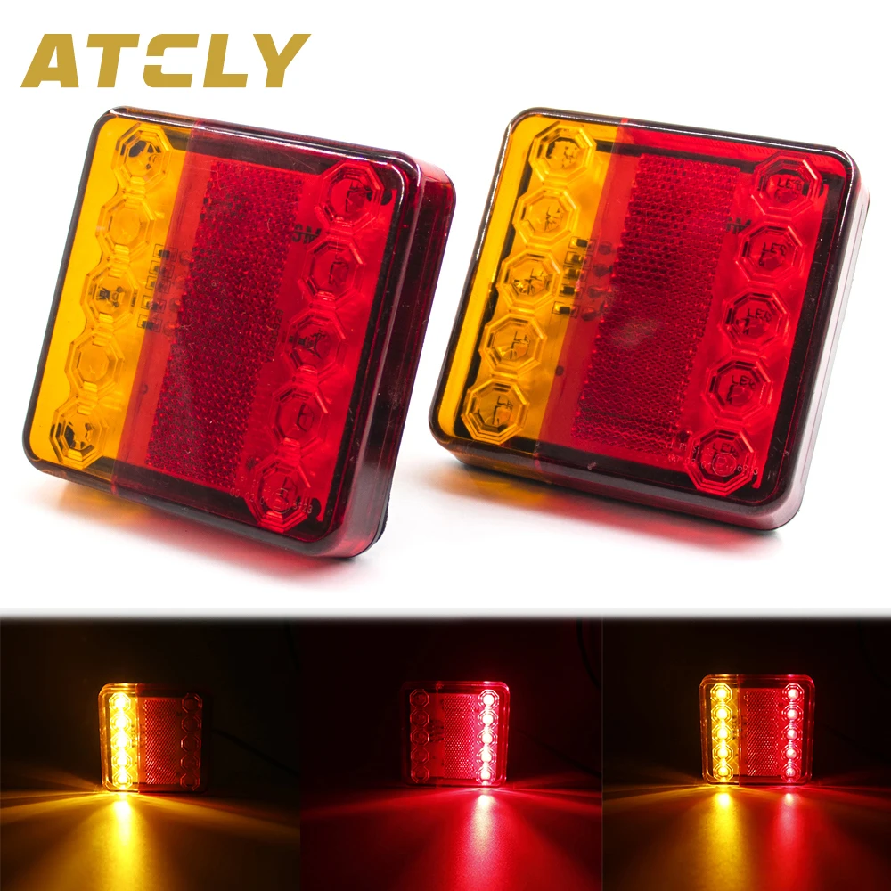 

2Pcs 10 LED 12V 24V Rear Tail Light Warning Turn Signal Revese Indicator Lamp Truck Trailer Boat Car Lighting Waterproof IP65