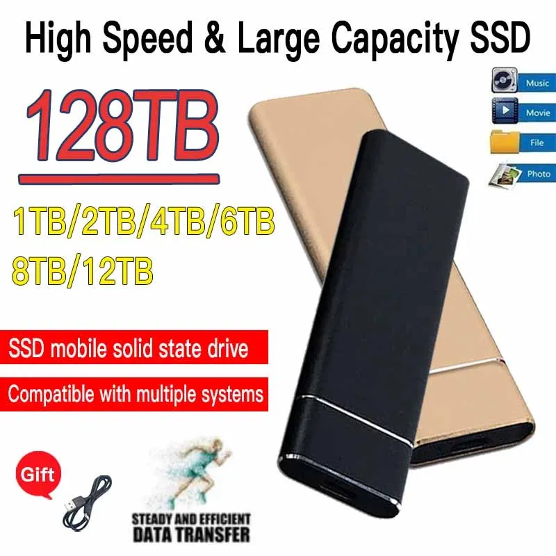 

2023 Hot High-speed External Hard Drive 500GB 1TB 2TB 4TB 8TB USB3.1 SSD 2.5 Inch Portable SSD 16TB Hard Disk for Laptops PS4