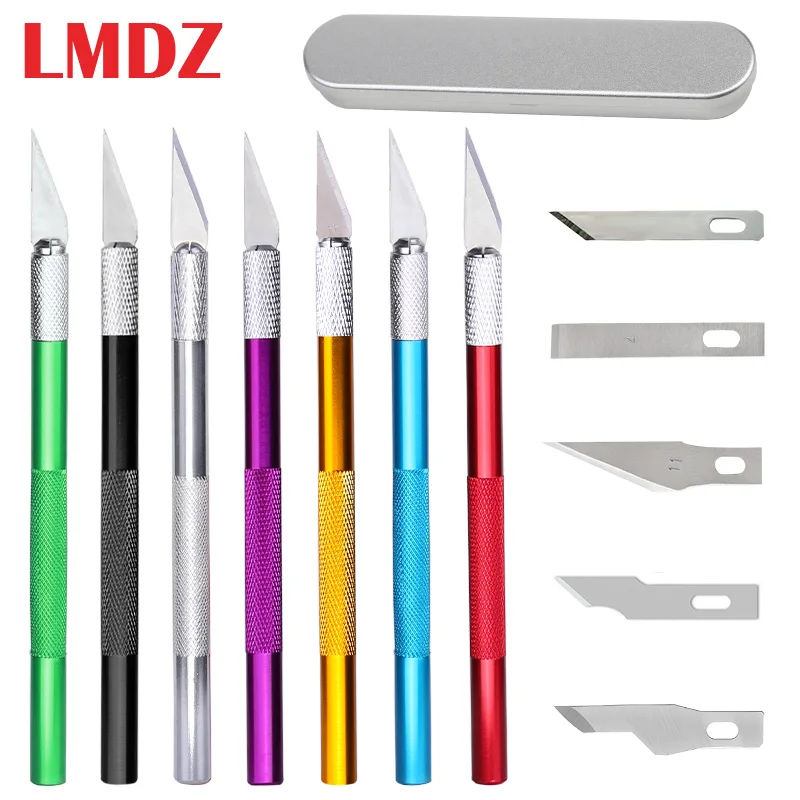 

LMDZ Colorful Aluminum Alloy Wood Cutter Knifes Carve Tool Sculpture Utility Engrave Sharp Metal Scalpel Woodcarve Blade