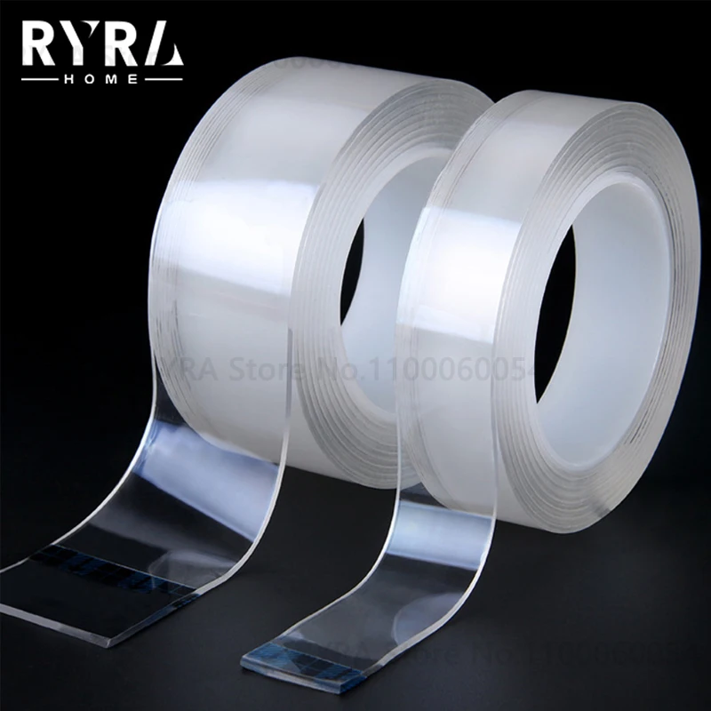 

Двухсторонняя лента, 1/2/3/5 м, нанолента, многоразовая Водонепроницаемая настенная наклейка, не оставляющая следов моющиеся самоклеящиеся пр...