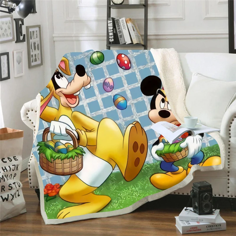 

3D Print Mickey Minnie Easter Flannel Blanket Soft Travel Warm Bedroom Textile Sherpa Fleece Thick Blanket for Beds Plush
