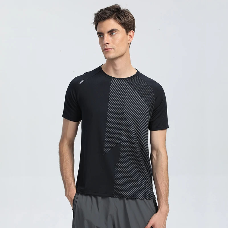 Fitness T-shirt Round Neck Breathable Quick Drying Training Outdoor Leisure Sports Running Short-sleeved Loose Top Gym Clothes