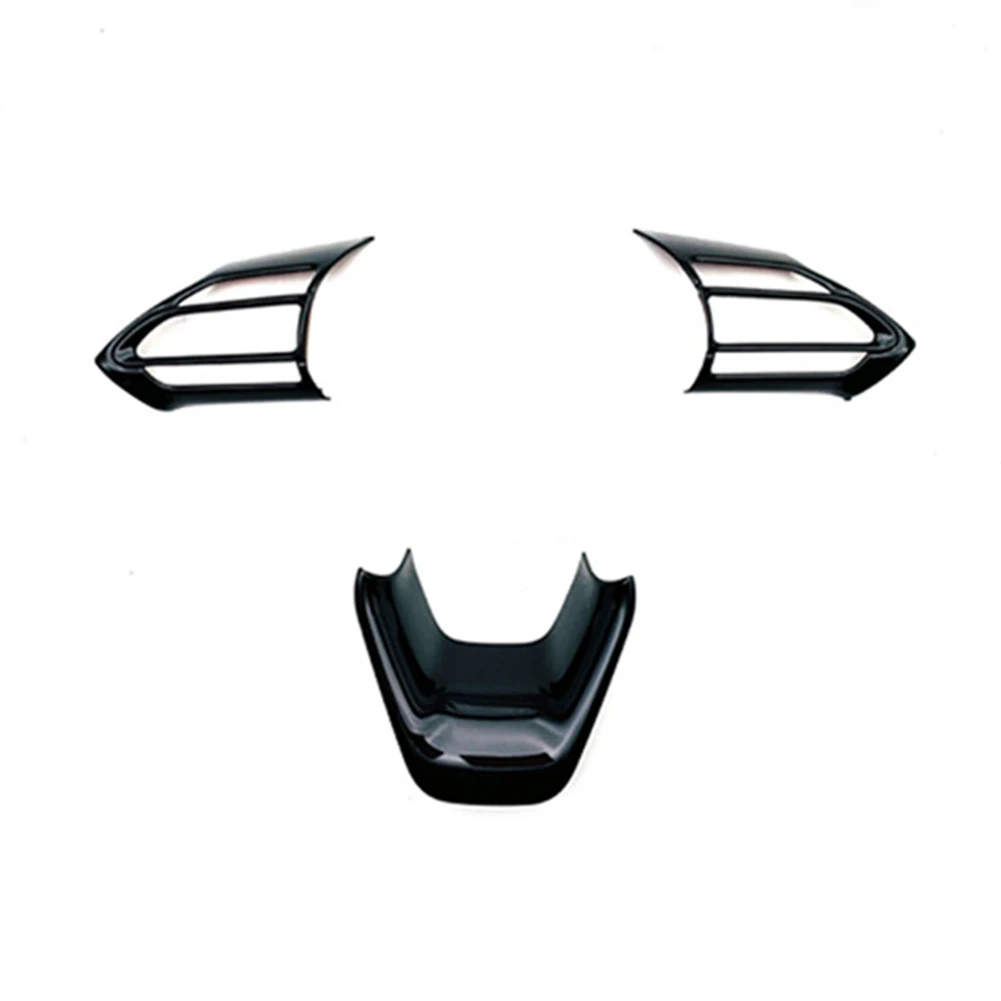 

3Pcs Car Glossy Black Steering Wheel Panel Cover Trim Decoration Frame Sticker for Toyota Sienta 2022 2023