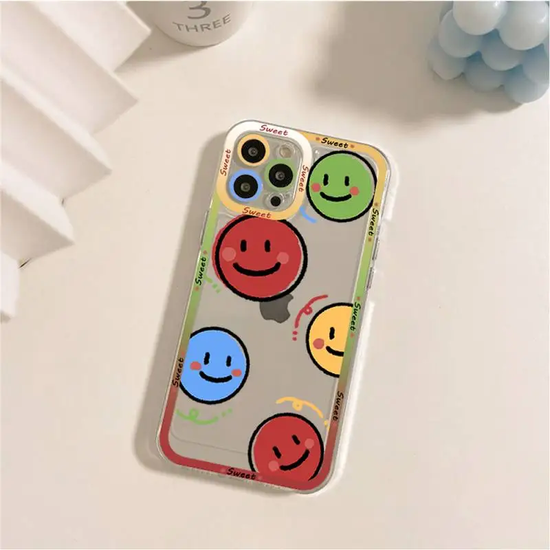 Fashion Cartoon Smile Face Phone Case for iPhone 11 12 13 Mini Pro Max 14 Pro Max Case shell