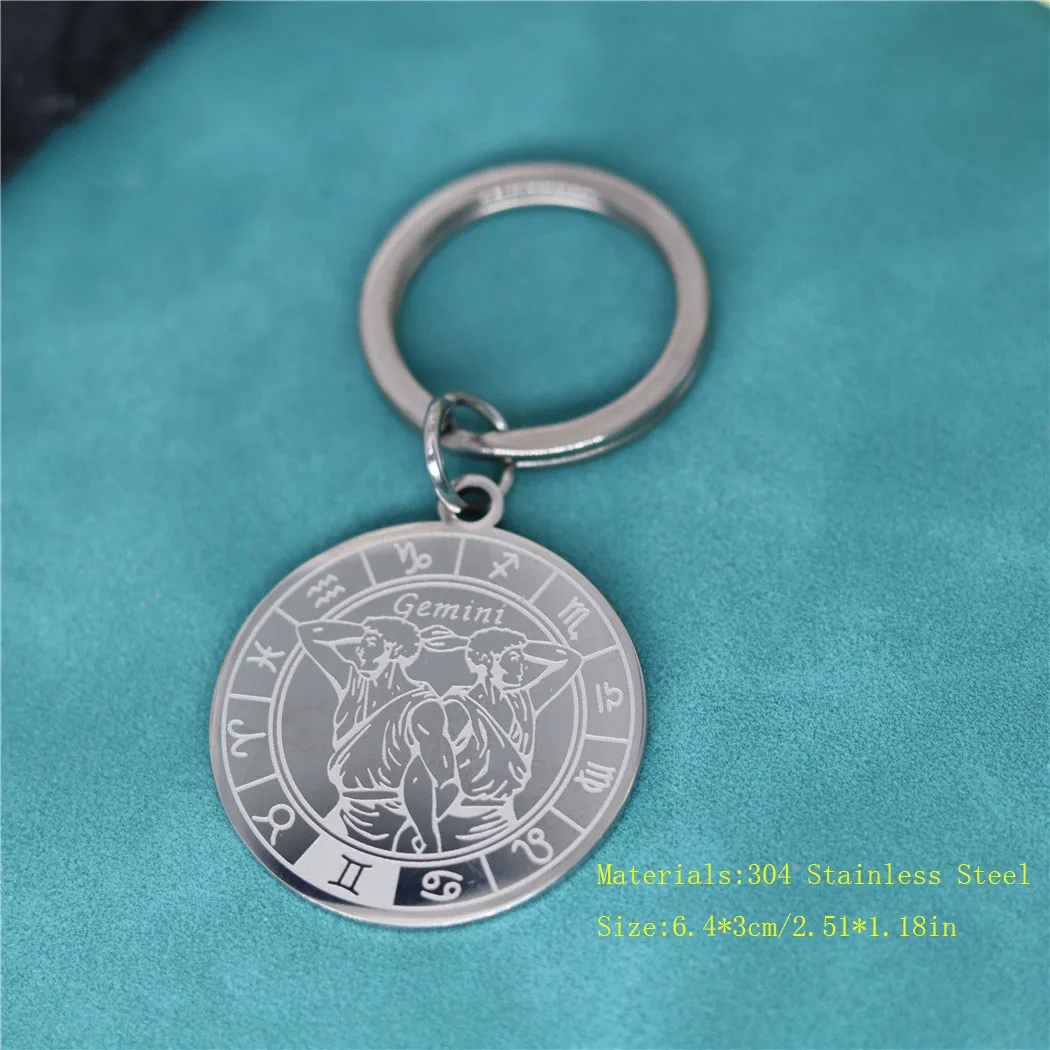 Брелок для ключей из нержавеющей стали с 12 созвездиями и знаками Зодиака