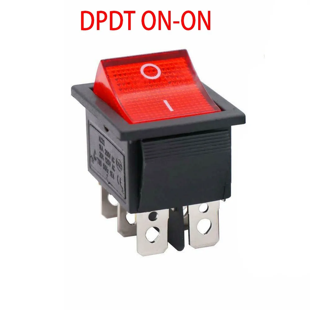 

Metal 1x Switch Panel Mount Plastic Rocker Switch W/RED Neon Lamp AC 250V/125V DPDT Contact DPDT ON-ON Hot New