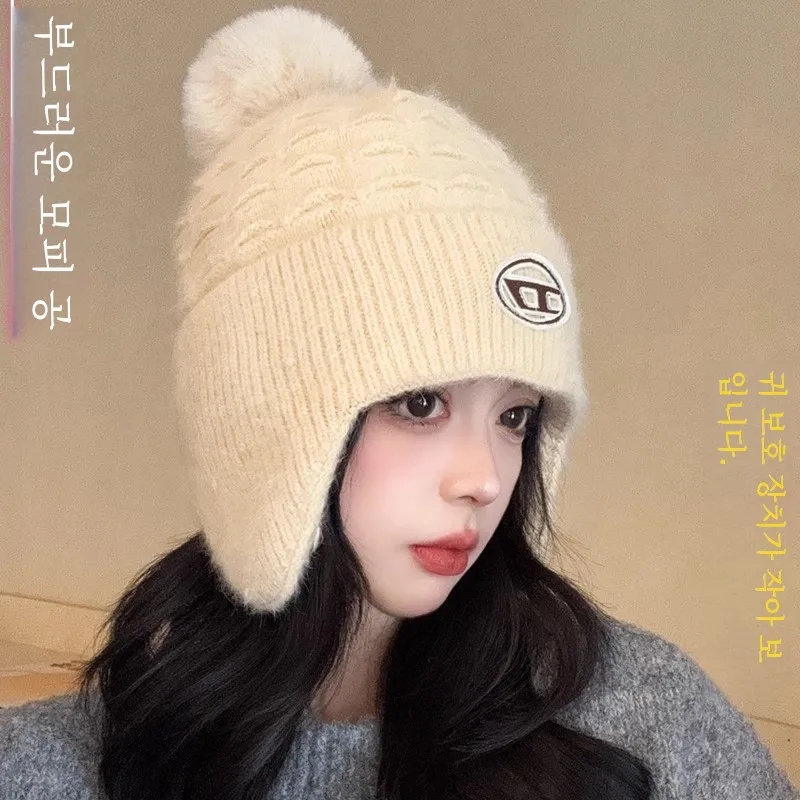 Шапка женская зимняя шерстяная шапка новая шапка-бини велосипедная с хлопковой