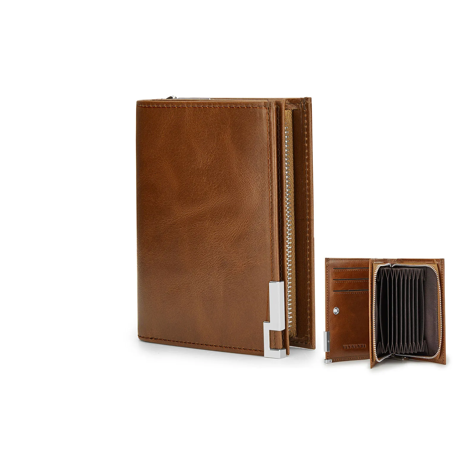 

VANNANBA новые кошельки на молнии для мужчин Высокое качество масло воск кожа двойного сложения держатель для карт кошелек со слотом гармошки