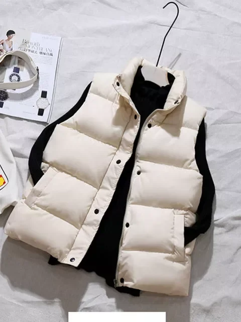 

Winter Cotton Down Vest Women Loose Waistcoat Bodywarm Jacket Cotton Padded Jacket Sleeveless Female Winter Waistcoat