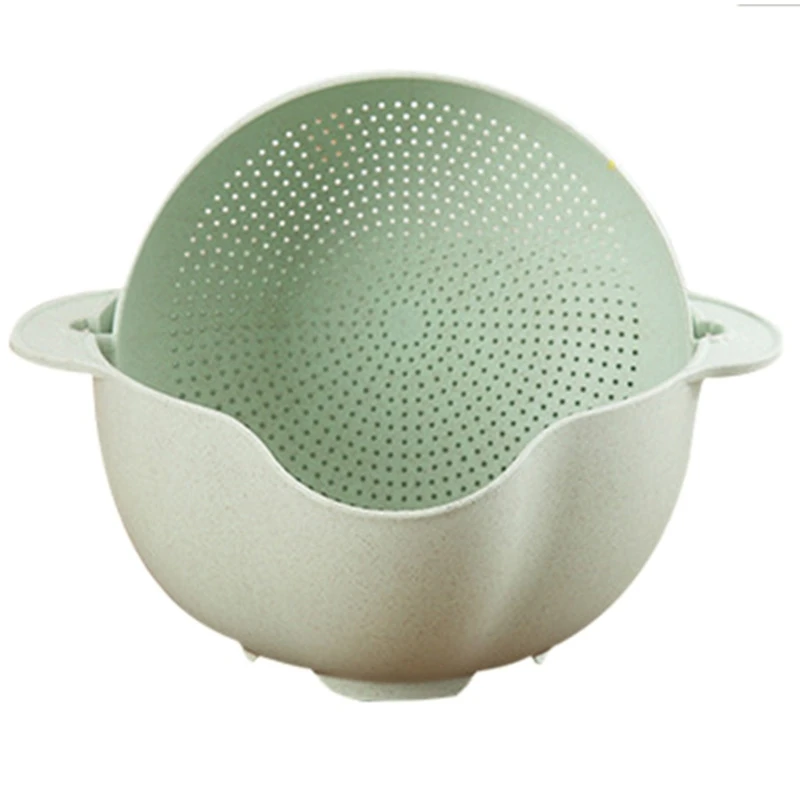 

Washing Basket Double Drain Basin Sink Washing Rice Bowl Fruit Tray Drain Basket Wash Rice Basket Kitchen Strainer Noodles Ve