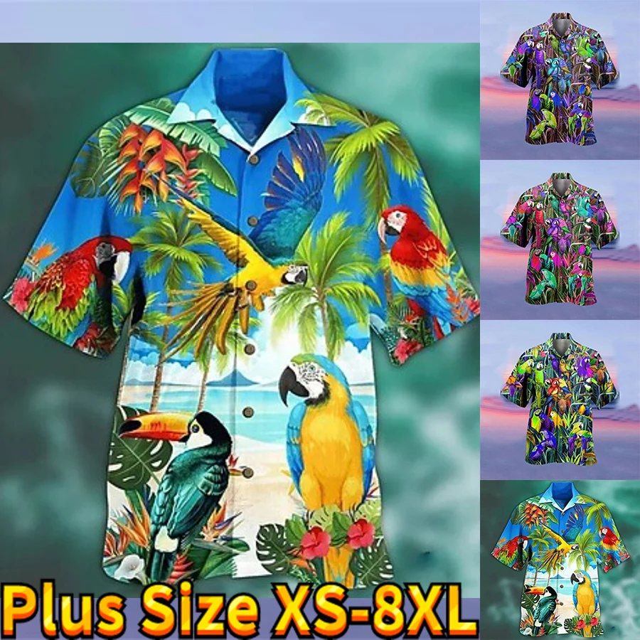 2023 Hawaiian Tropical Shirt Men's 3d Beach Holiday Short-sleeved Shirt Summer Loose Breathable Top T-shirt Men's Lapel Shirt