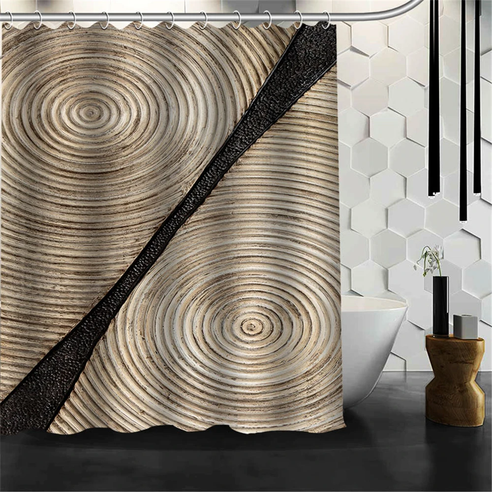 

Custom Gold Foil Wood Ring Shower Curtains Hooks Bathroom Waterproof Bath Room Home Decor Decoration 3D Print 211201-10